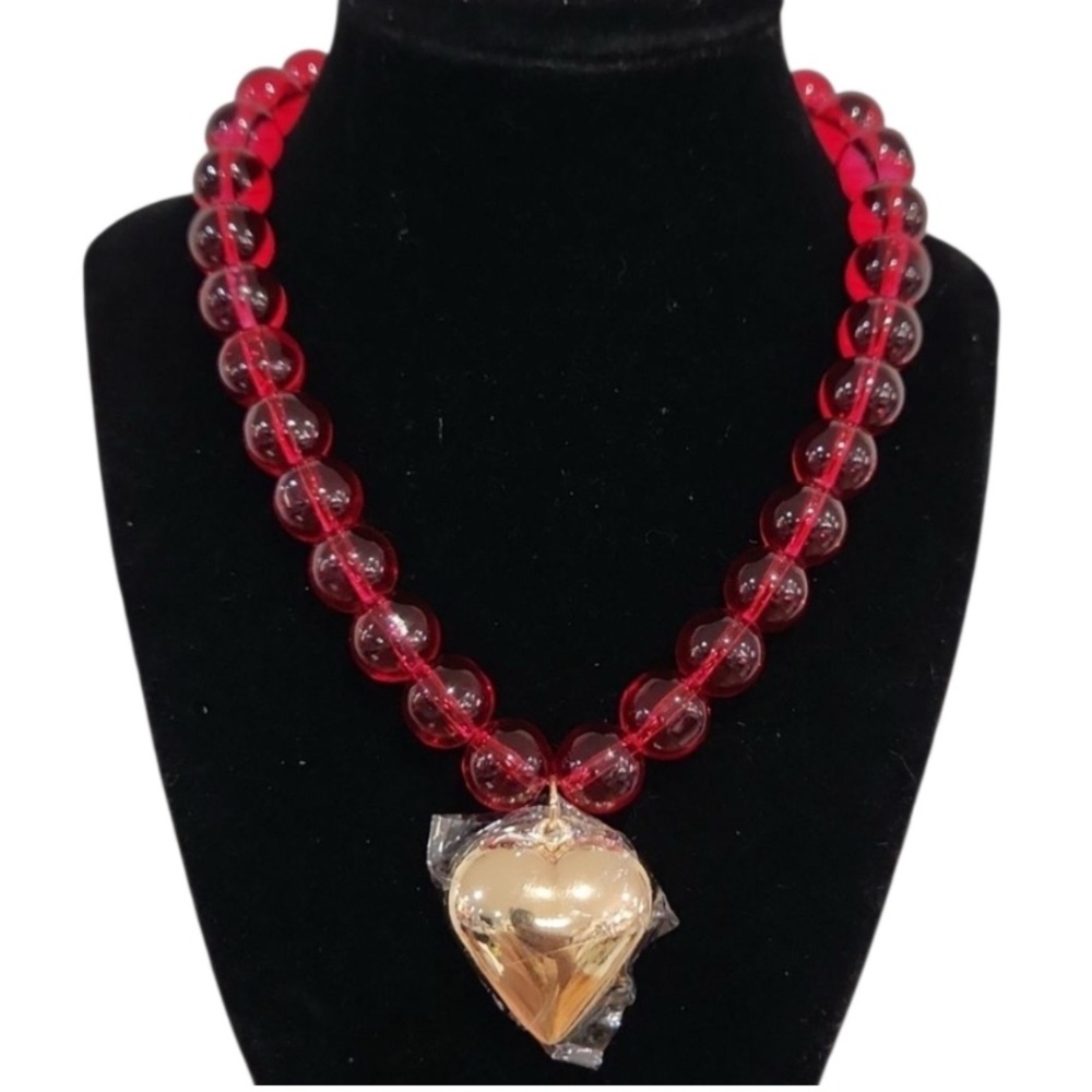 NWT ⚜️♥️⚜️ Piper K Gorgeous Red Beaded Glass Necklace - Picture 9 of 15